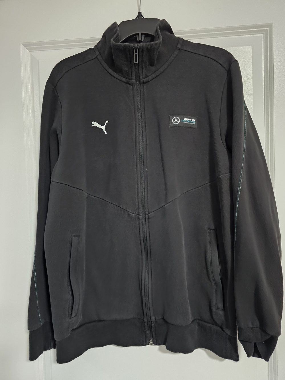 Puma Black Full-Zip Performance Jacket with Teal Stitching